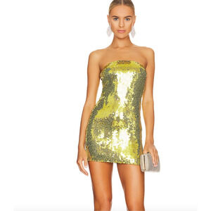 THE ANDAMANE Gisele Tube Mini Dress Lime 44